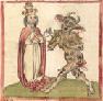 Изображение папы Сильвестра II и дьявола, миниатюра в средневековом кодексе.